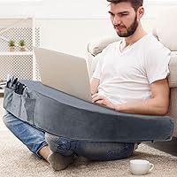 HOMBYS Extra Large Gaming Arm Rest Pillow - Lap Desk, Crochet Support, Foam Bed Rest Reading Pillow (Dark Grey)