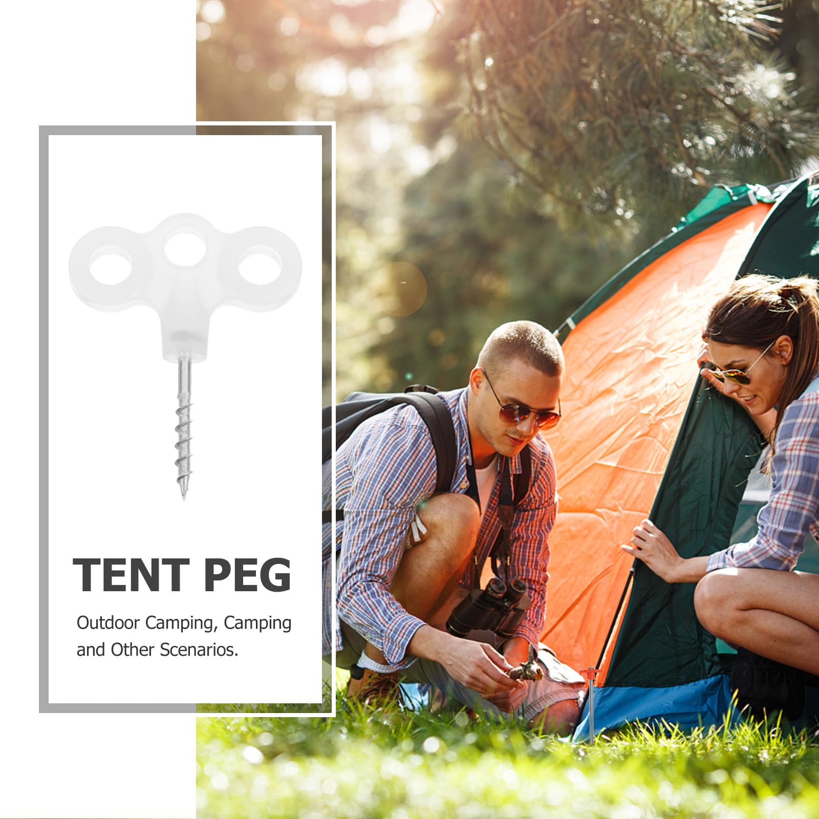 VICASKY Glow in The Dark Outdoor Camping Tent Stakes Stainless Steel Threaded Ground Pegs with Three Eyelets White Night Glow Tarp and Beach Anchors for Hiking and Camping : Sports