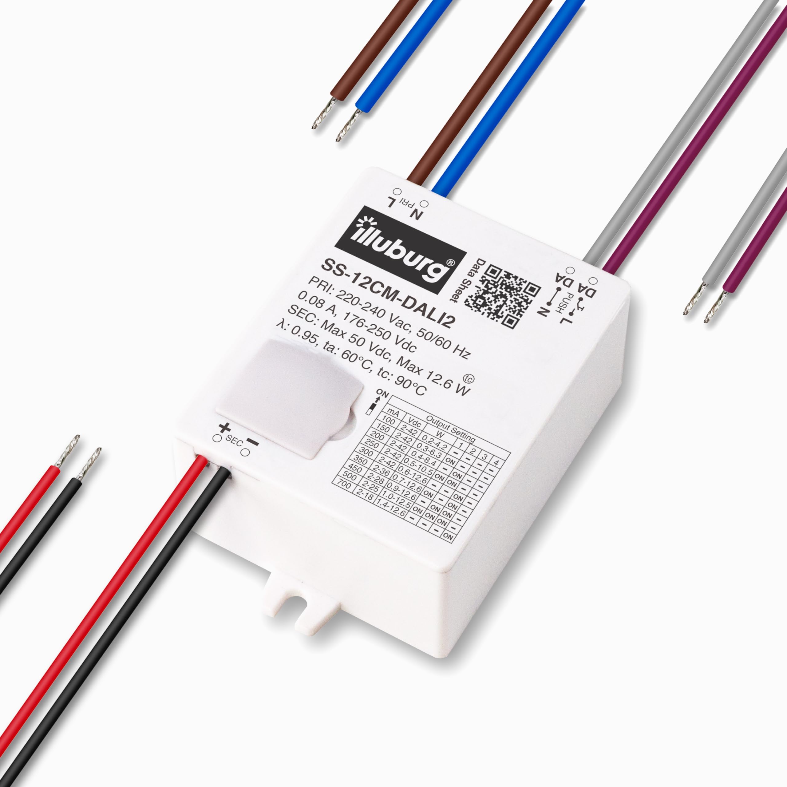 Transformateur LED Variable DALI PUSH 100mA - 700mA Sortie Réglable 12W LED Bloc d'Alimentation Driver