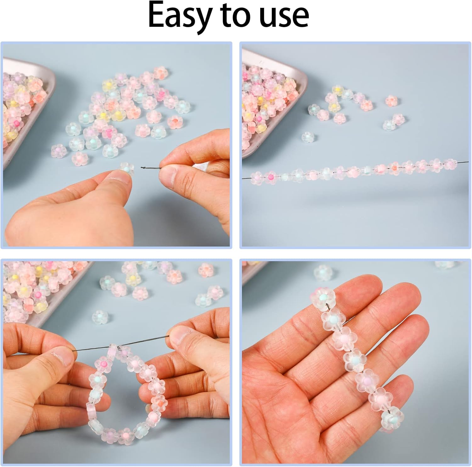 100PCS Acrylic Flower Beads, Candy Colors Spacer Loose Beads, 13mm Small Transparent Beads, for DIY Jewelry Craft Making Necklace Bracelet Supplies - Image 3