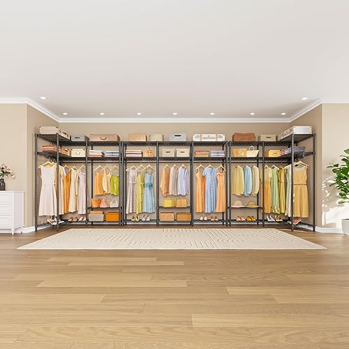 Miniatura 6 de VIPEK L30 - Perchero de esquina resistente en forma de L, con estantes ajustables y varillas para colgar, armario de esquina portátil para colgar