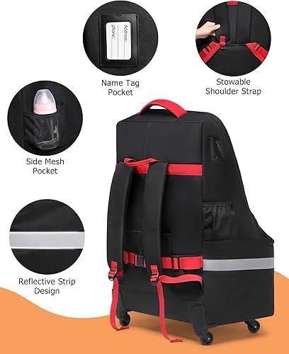 Miniatura 6 de MCBD Bolsa de viaje para asiento de automóvil para avión con ruedas, mochila acolchada para asiento de bebé para portón de aeropuerto, se adapta a