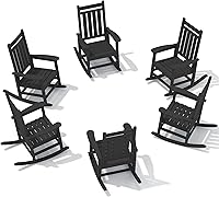 Vista 12 de SERWALL - Juego de 2 sillas mecedoras de exterior de gran tamaño, balancín de HDPE para adultos, sillas mecedoras de patio para porche, Aruba