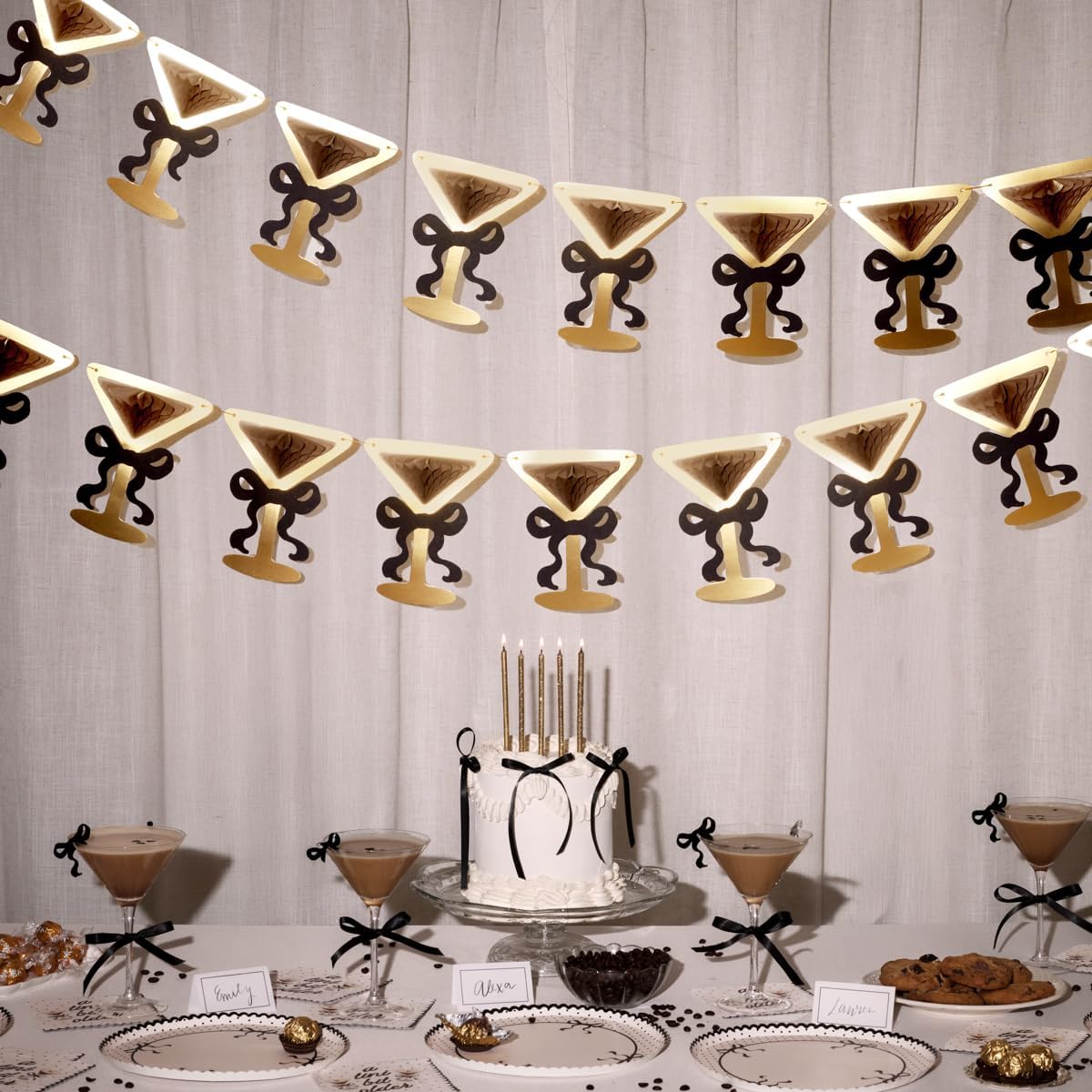 xo, Fetti Espresso Martini 3D Pop Up Banner, Gold Foil - 5 Ft. | Bachelorette Decoration, Birthday Sign, Girl Party Decor, Coffee Cocktail Backdrop