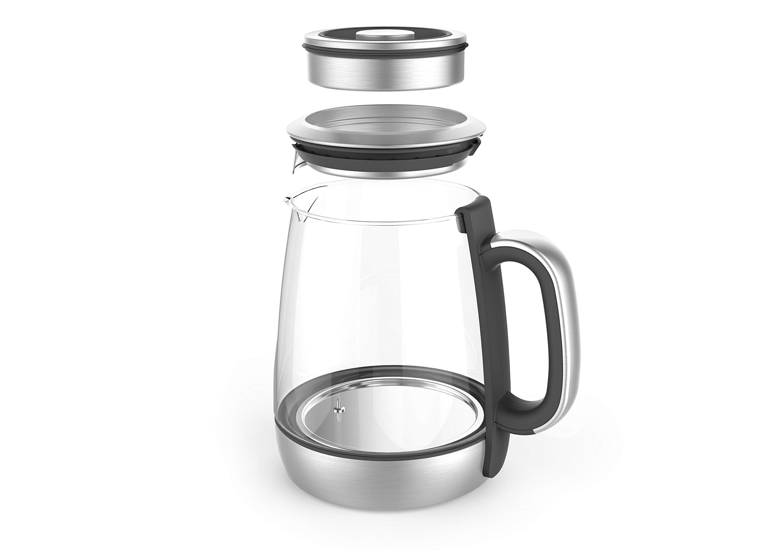 riviera&bar Cha Dao Expert Teekessel mit einstellbarer Temperatur, Hartglas und Edelstahl, leiser Modus, optimaler Tee-Aufguss, 1,5 l, 22 x 36,5 x 29,5 cm