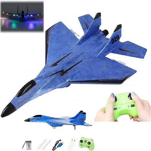 Avión de control remoto inalámbrico - Avión RC Su-35 de 2.4GHz, avión planeador de juguete con luces, avión de combate de espuma RC, avión de