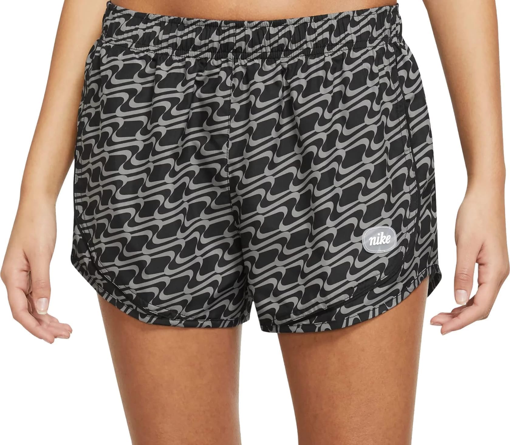 Nike Women's Tempo Pace Running Shorts 2.0 (US, Alpha, Large, Regular, Regular, Black Swirl)