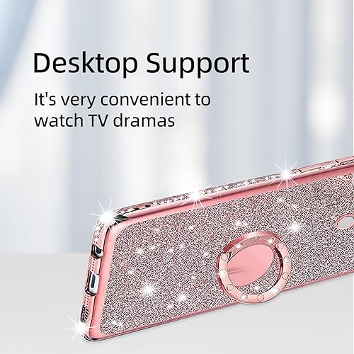 Miniatura 5 de KuDiNi Funda para LG Stylo 6, LG Stylo 6, funda para mujer, con purpurina, suave, transparente, TPU, de lujo, con correa de soporte, para Stylus LG