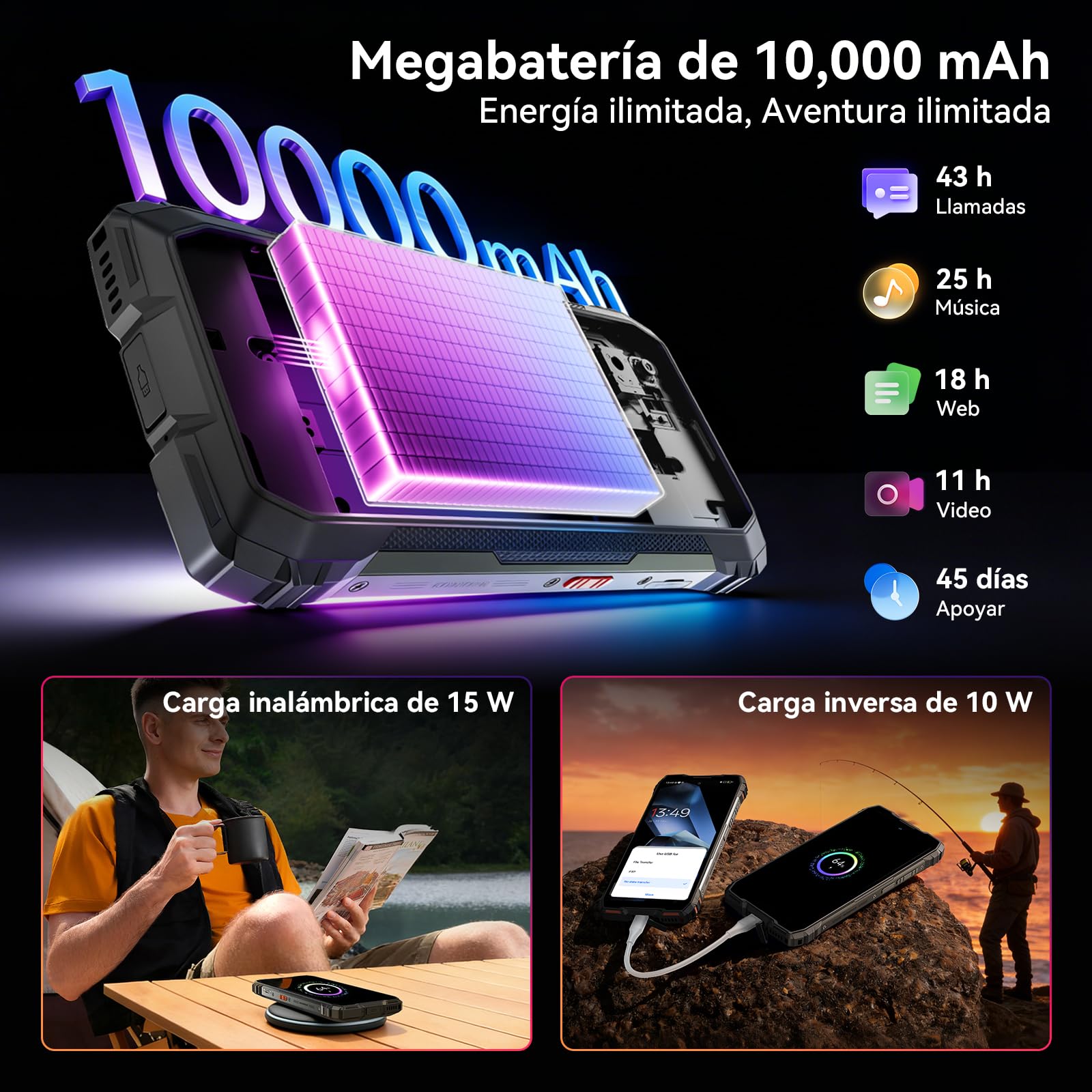 Blackview Rock 3 Movil Irrompible Android 16, 108MP+50MP Movil Indestructible, 32GB+256GB/2TB TF, 10000mAh, Gemini AI, 6.78" FHD+ 120Hz Pantalla, IP69K Impermeable,NFC/OTG/GPS/3 Años de garantía