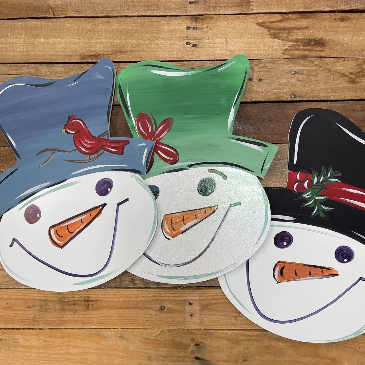 Snowman Head with Hat DIY Wooden Craft Shape, Unfinished Cutout, Paintable MDF Cutout