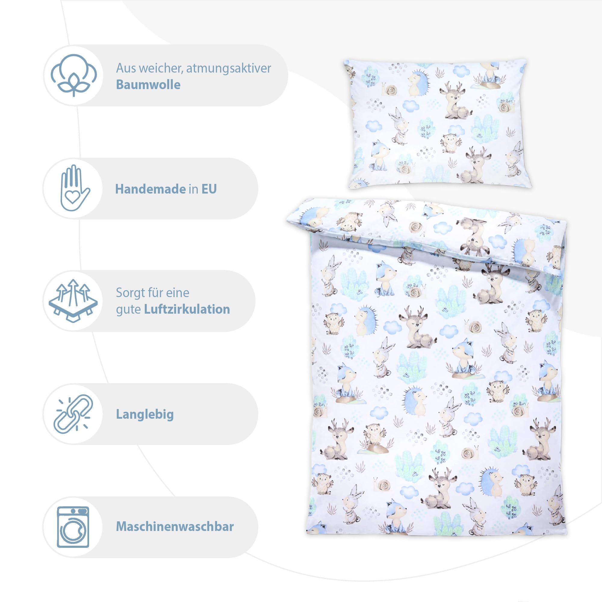 Totsy Baby - Funda nórdica Infantil (90 x 120 cm), diseño de Erizo para niños, Almohada de 60 x 40 cm, algodón — view 5