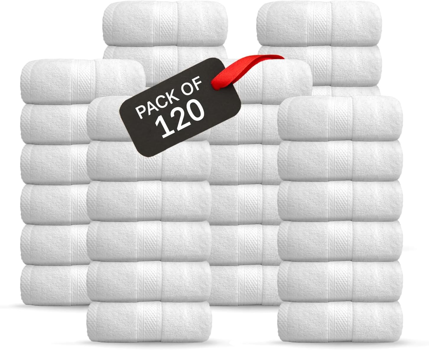 belem Exclusive Hand Towels Bulk – 16x30 Pack of 120 Pcs – Premium 600 GSM 16x30 Inch, 2-Ply 100% Combed Cotton– Ultra-Soft, Highly Absorbent – White Bulk Towels for Hotels, Spas, Gym & Resorts