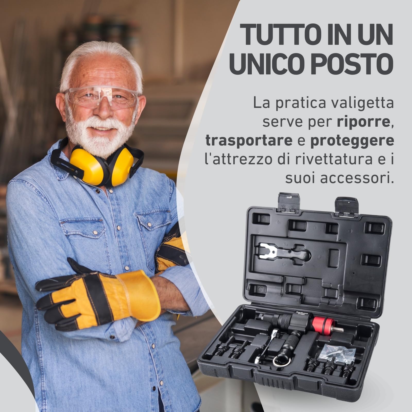 Accessorio per dado rivetto per avvitatrice a batteria e trapano I Rivettatrice per dadi in alluminio, acciaio e acciaio inox I Per rivetti ciechi con inserti M3-M12 I Adattatore