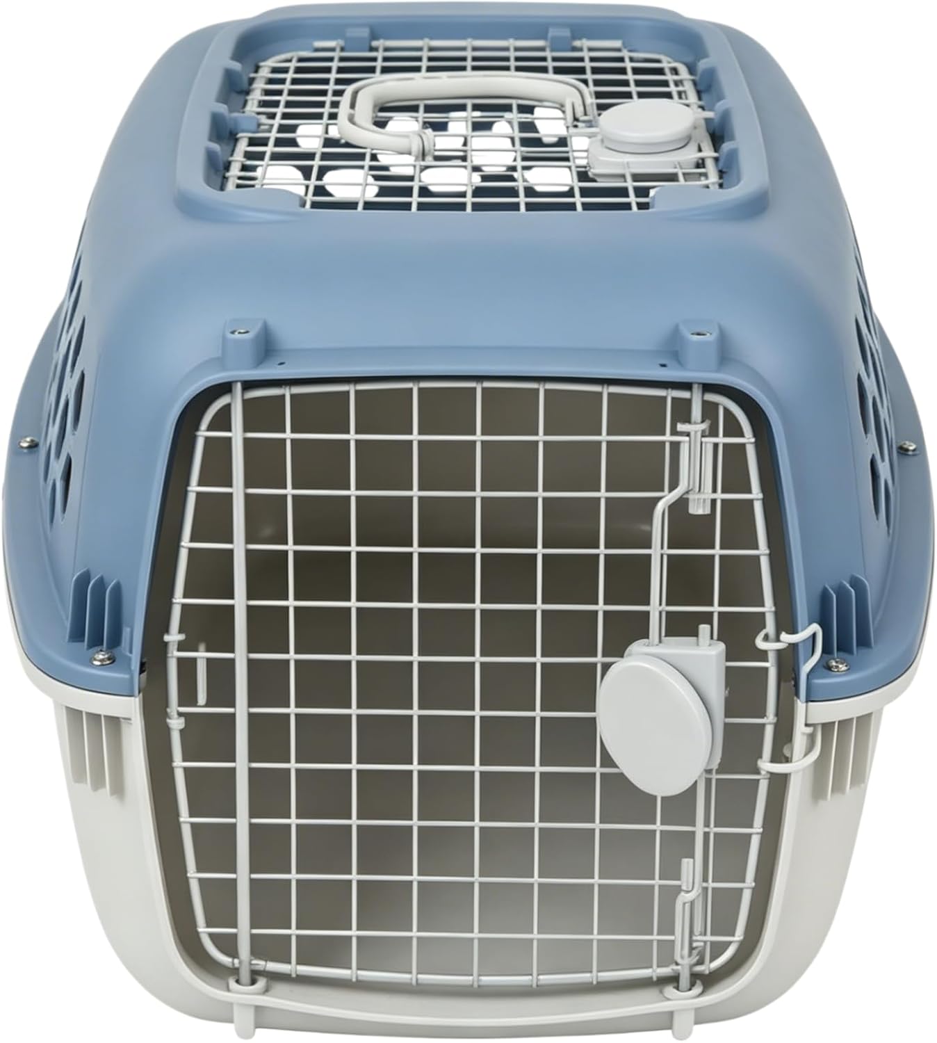 24 Inch Pet Carrier, Durable Plastic, Two Door Openings, Ventilation and Security Lock, Top Loading Dog Kennel, Hard Sided Pet Carrier Durable,Blue