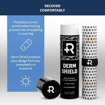 Recovery Aftercare Derm Shield Tattoo Cover Up Patch - Latex-Free & Waterproof Tattoo Aftercare Bandage - Transparent Matte Film - Breathable & Flexible - Promotes Healing & Skin Renewal (6 x 2 yd)