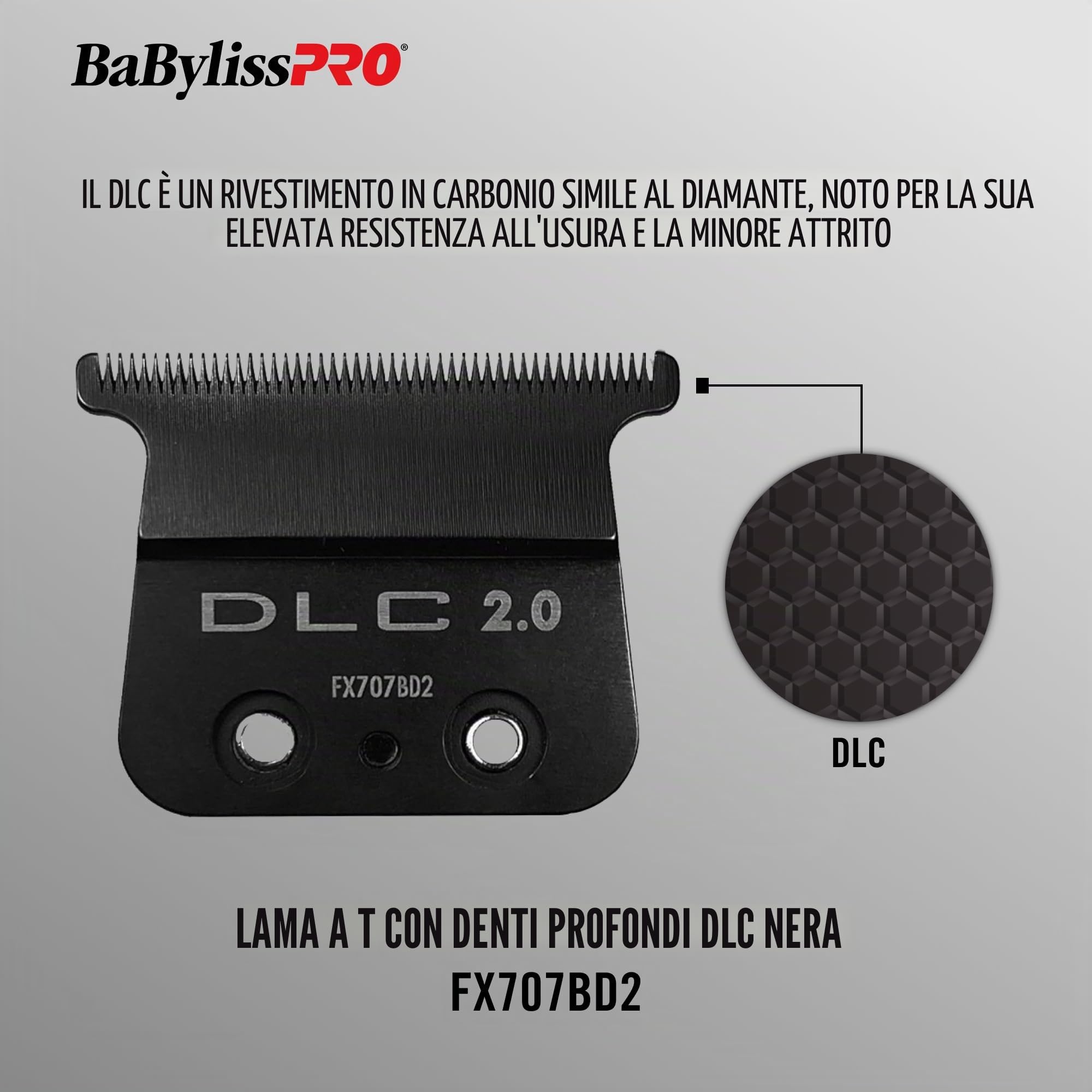 BaBylissPRO FX707BD2 DLC 2.0 Lama a T a denti profondi da 1 carato