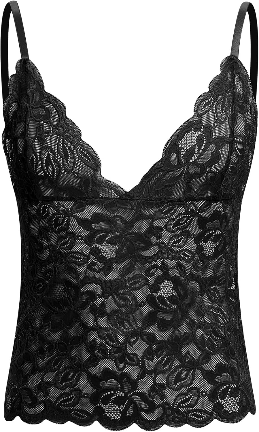 ABAFIP Men’s Lace Cami Top Floral Sheer Camisole Ruffle V-Neck Sleeveless Shirt See Through Undershirt