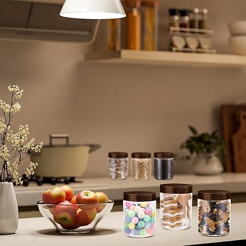 Miniatura 3 de Sliner 60 tarros de plástico de 8 onzas con tapas, recipientes de almacenamiento redondos transparentes a prueba de fugas, tarros de plástico vacíos