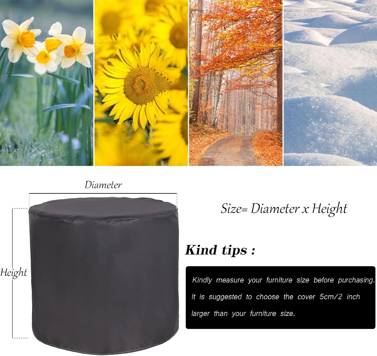 Patio Furniture Covers Waterproof Heavy Duty 96" D x 24" H, 420D Garden Furniture Cover Round, Dust Covers for Furniture, Furniture Protector Covers, Oxford Cloth Cover for Outdoor Furniture
