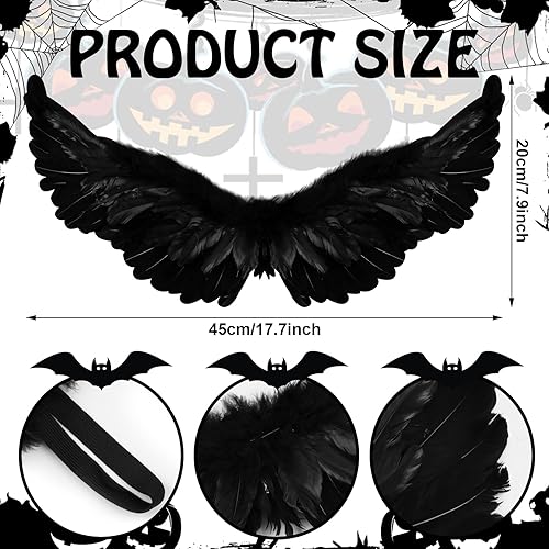 Vista 3 de 5 piezas de disfraz de ángel oscuro caído de Halloween, vestido de ángel oscuro, diadema de ala, mallas de red para mujer, disfraz de hadas negras