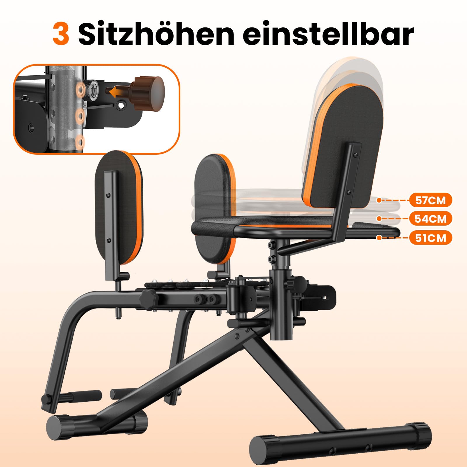 HXD-ERGO 6 Widerstandsstufen Hip Abductor Machine für Zuhause, Glute Machine Spagattrainer, Bequem Beinspreizer, Innenschenkel Trainer für(Doppelfunktion)