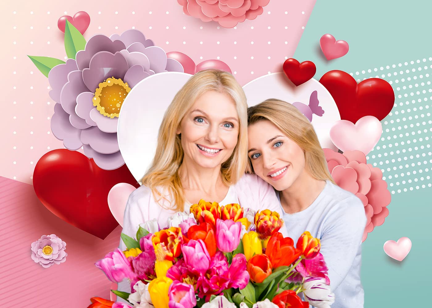 CHAIYA Muttertags-Fotohintergrund – 3x2,4 M, Rosa Blumen-Design, Vinyl, Für Foto-Shootings