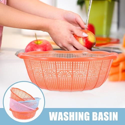 Miniatura 8 de BESPORTBLE Juego de 4 cestas de lavado de arroz de plástico y colador, colador multifuncional para verduras, frutas, pasta y preparación de masa
