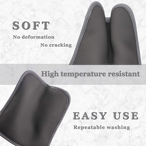 Miniatura 5 de YEKOO Juego de 2 soportes para ollas grises para cocina resistentes al calor con bolsillos antideslizantes agarre suave para hornear cocinar 8 x 85