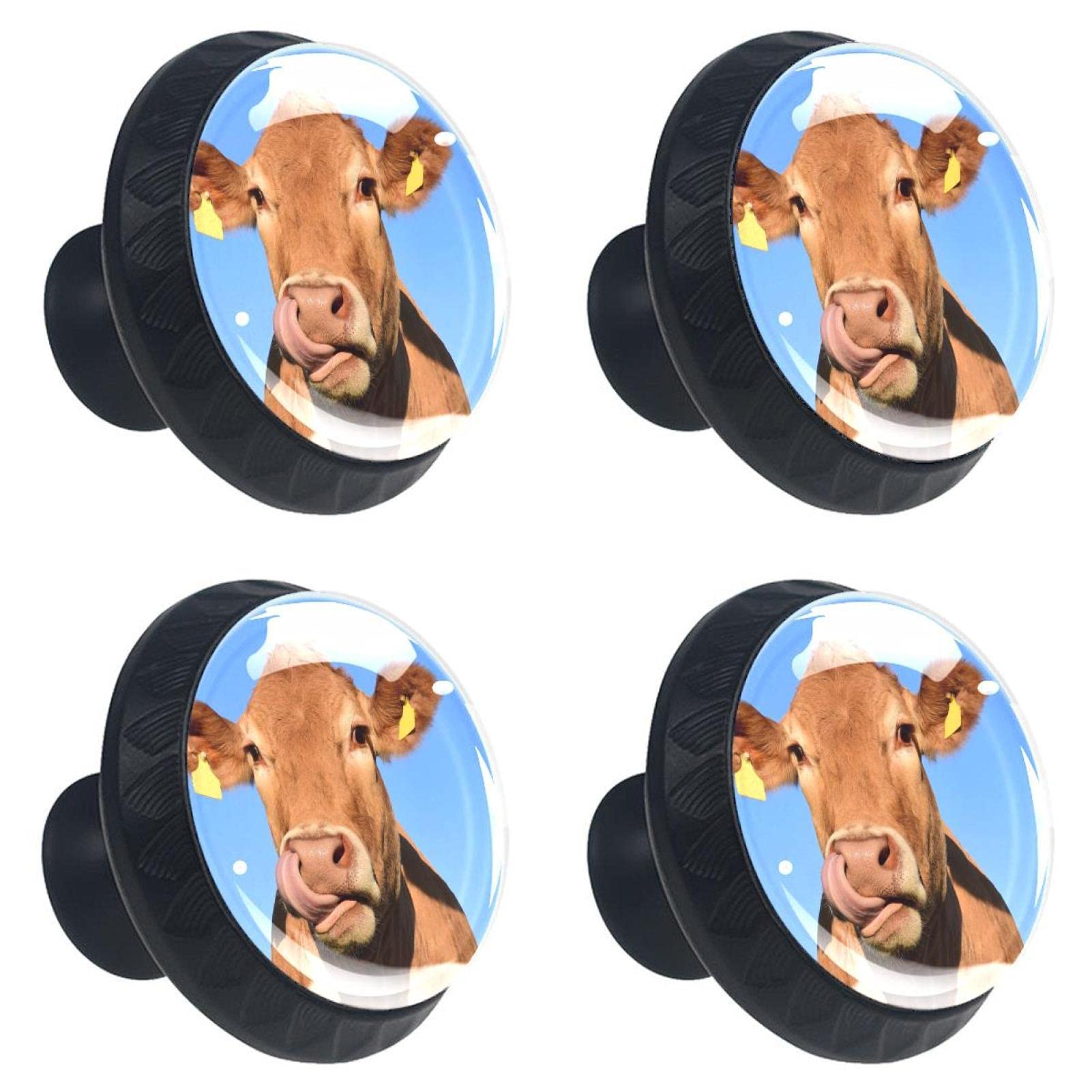 Boutons de vache en cristal 30 mm marron Livestock par 4 pour relooker vos tiroirs