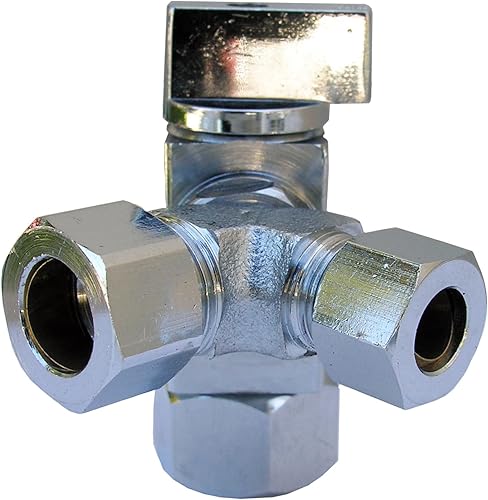 LASCO 06-9321 Quarter Turn 3-Way Valve, 1/2-Inch Iron Pipe Inlet X 3/8-Inch Comp