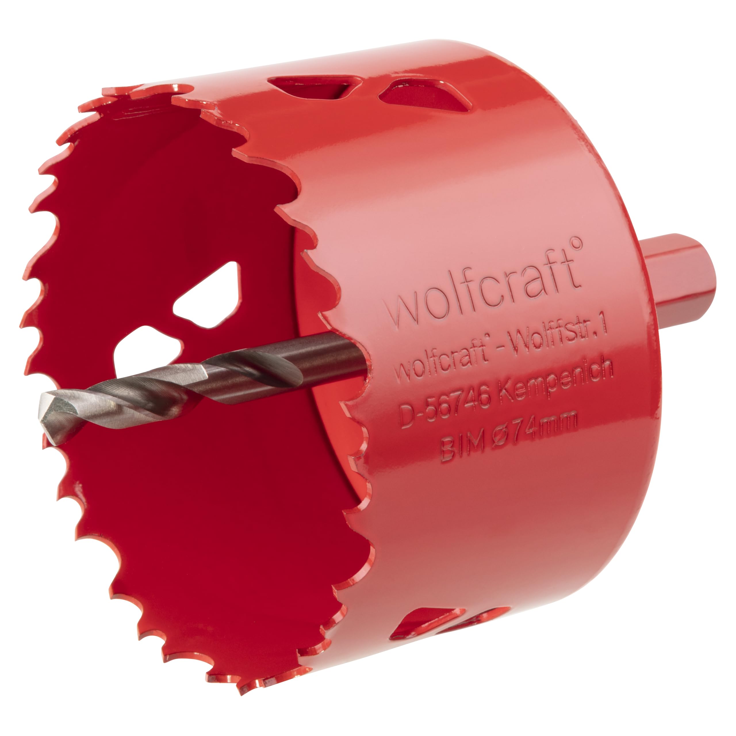 wolfcraft 5475000 - Scie cloche BIM - Diamètre 74 mm - Queue 6 pans 9,​50 mm - Profondeur de coupe 40 mm