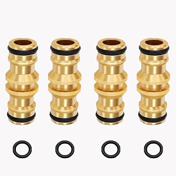 4-Pack Brass Double Male Thread Hose Connectors