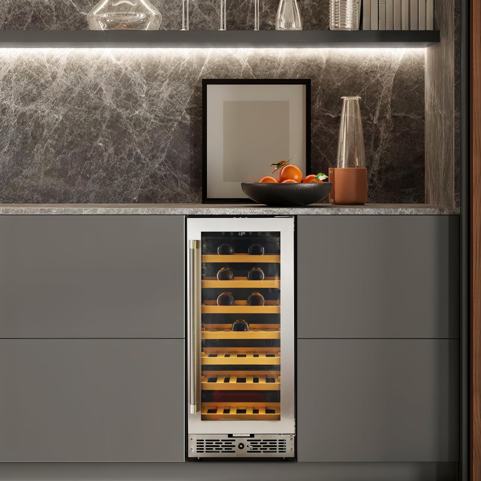 33 Bottle Wine Cooler Beverage Refrigerator, Wine Refrigerator Glass Door With Digital Temperature Control (41°F-64°F), Built In, Freestanding Under Counter Fridge For Beer Soda Bar Drink Home Office on Fridge.com - View 6