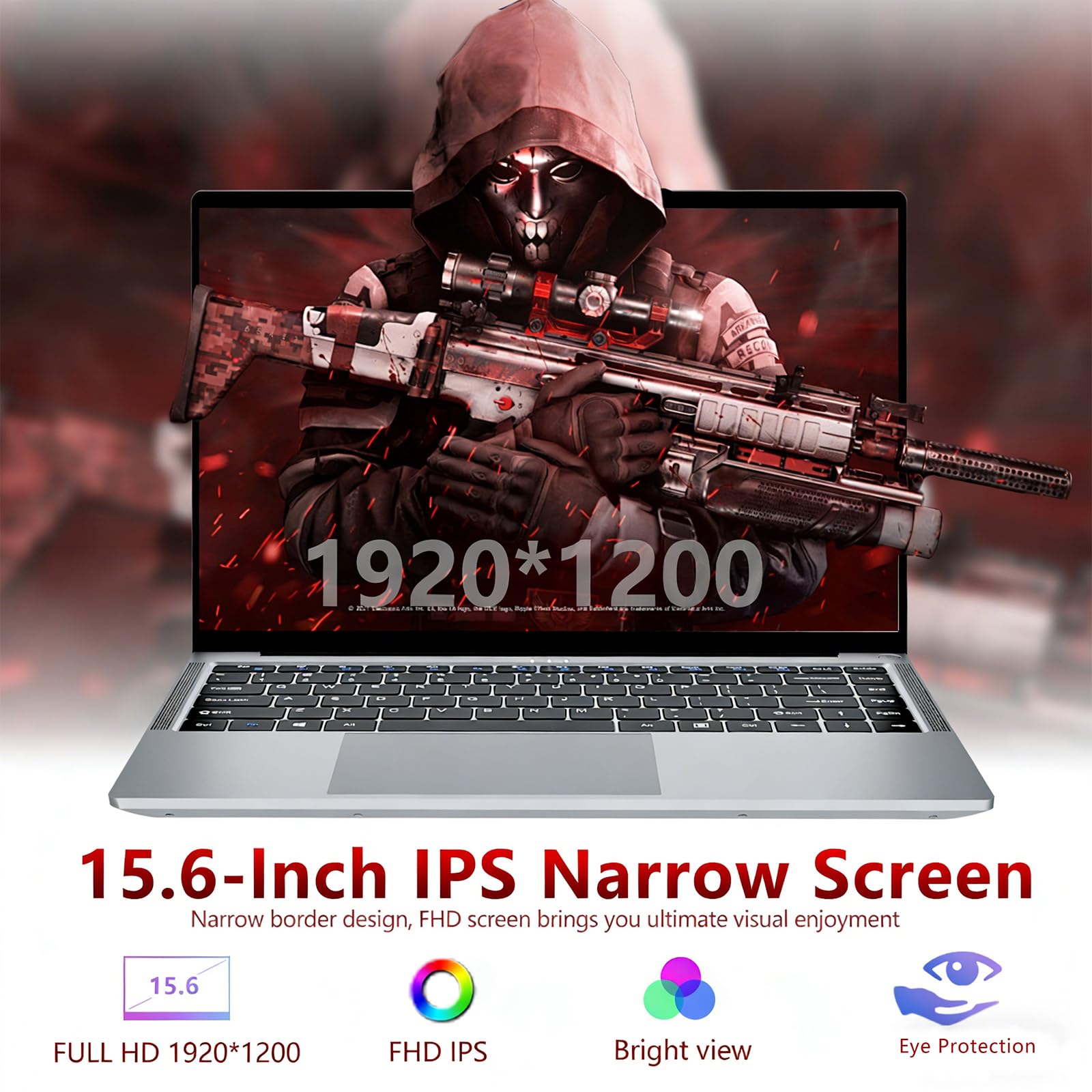 Tunhail Ordenador portatil 15.6", Core i5 hasta 3.6GHz, PC Portátil 24GB RAM 512GB SSD, Win 11 Laptop, Pantalla IPS FHD 1920x120,Type-C, USB3.0, HDMI, BT5, WIFi5, para Estudio y Trabajo — view 3