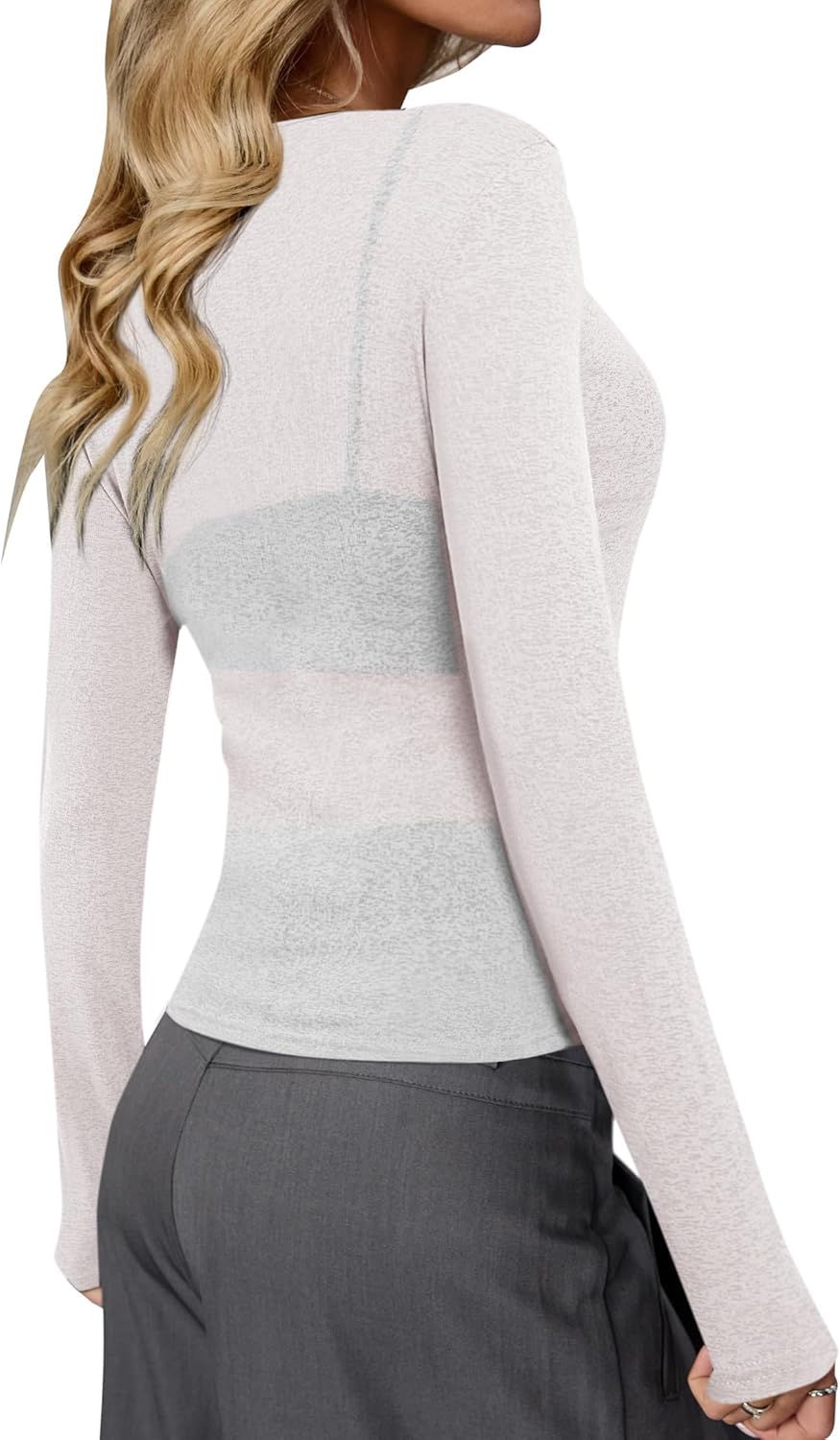 Avanova Women Mesh Sheer Long Sleeve Top See Through Sexy Going Out Shirts - Image 2