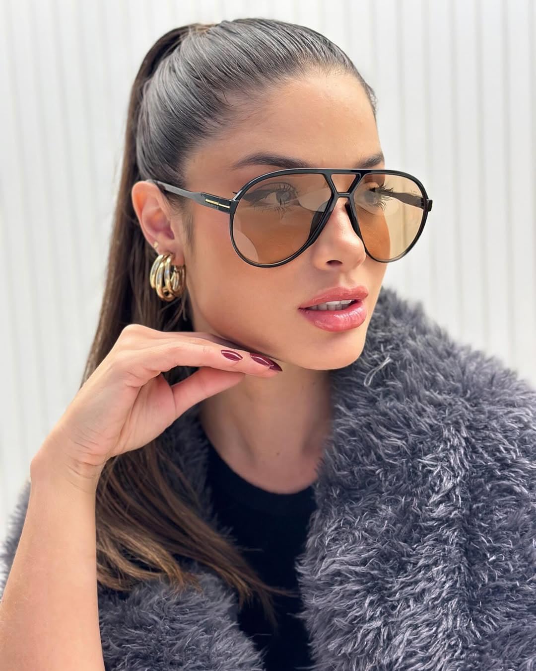 Retro Aviator Sunglasses for Women Men Oversized Classic 70s Vintage Trendy Tangle Free Square Aviators Sun Glasses - Image 2