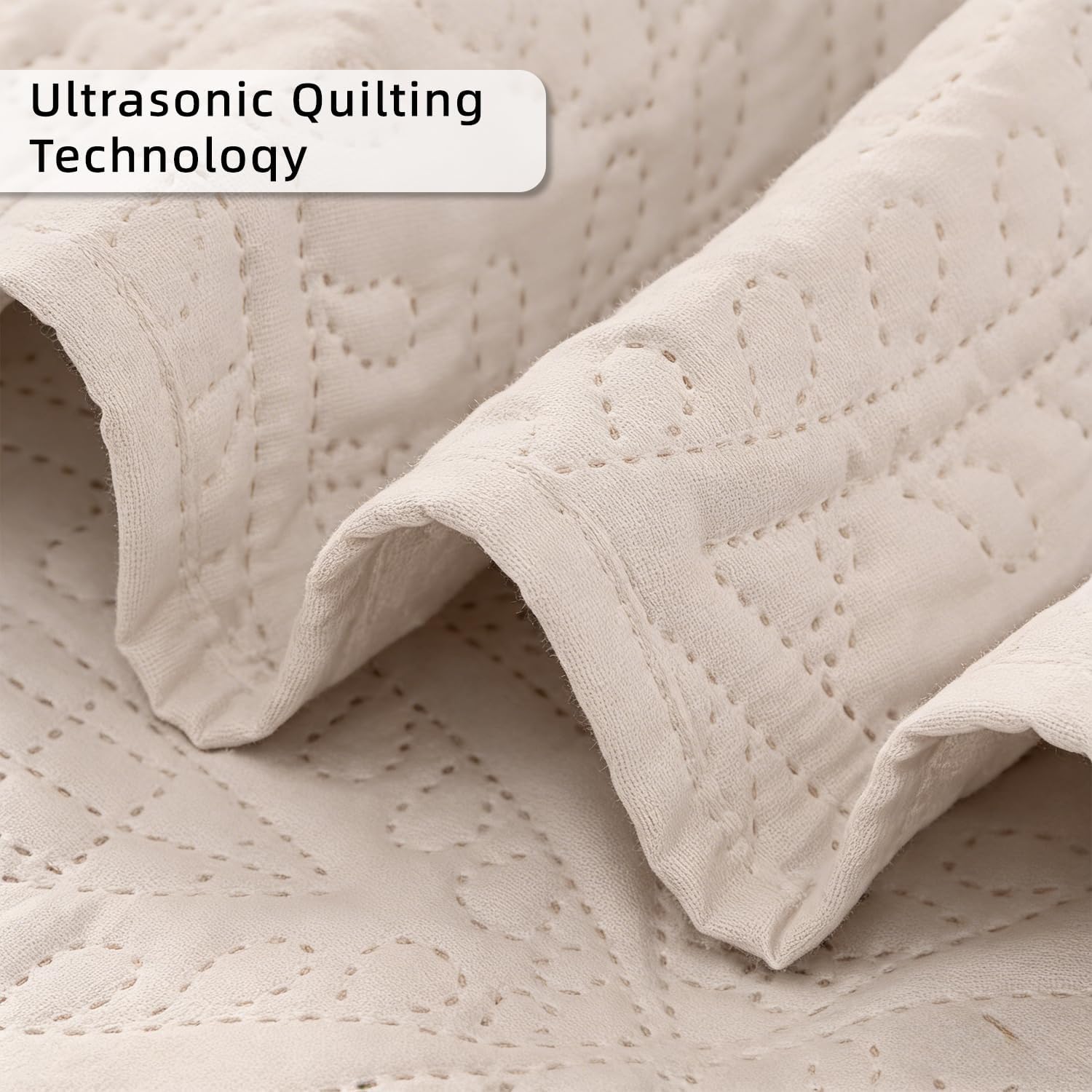 Poboton King Quilt Bedding Sets,Khaki Ultrasonic Lightweight King Size Coverlet,Coin Pattern Soft Bedspreads for All Season, (1 Quilt,2 Pillow Shams)