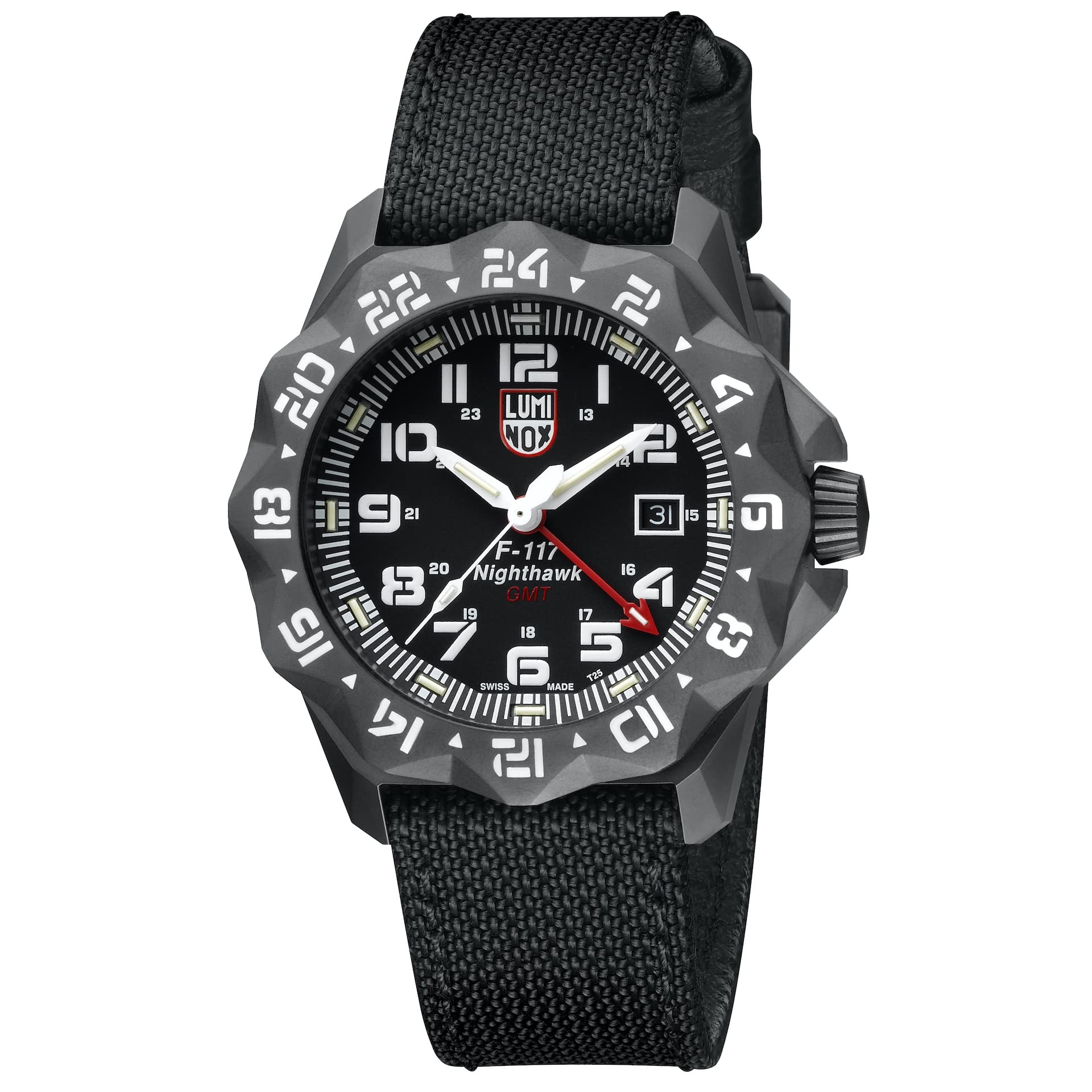 Luminox – F-117 Nighthawk HerrenUhr 44 mm, 6400 Serie, Pilotenuhr Edelstahl, Swiss Quarz Uhr, Zweite Zeitzone, 200 m wasserdicht, Selbstleuchtend