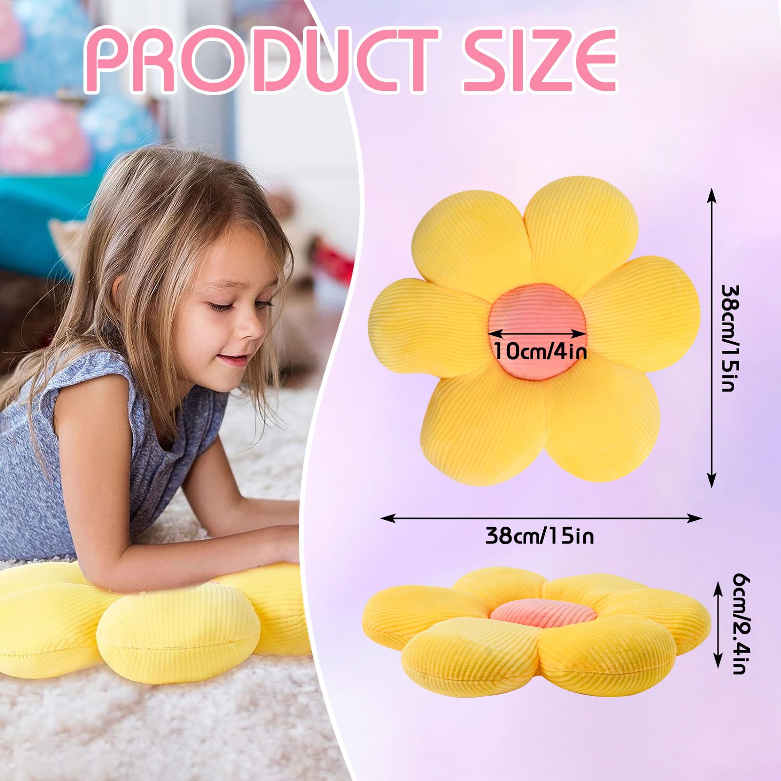 Cuscino Decorativo A Forma Di Margherita 38cm | Morbido Peluche Bianco Per Divano E Letto | Regalo Ragazze - 2