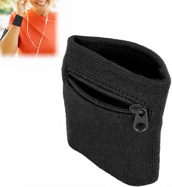 Zip wrist bag, sports gym basketball bracelets, sweatbands running wrist packaging wallet with zip pocket for keys