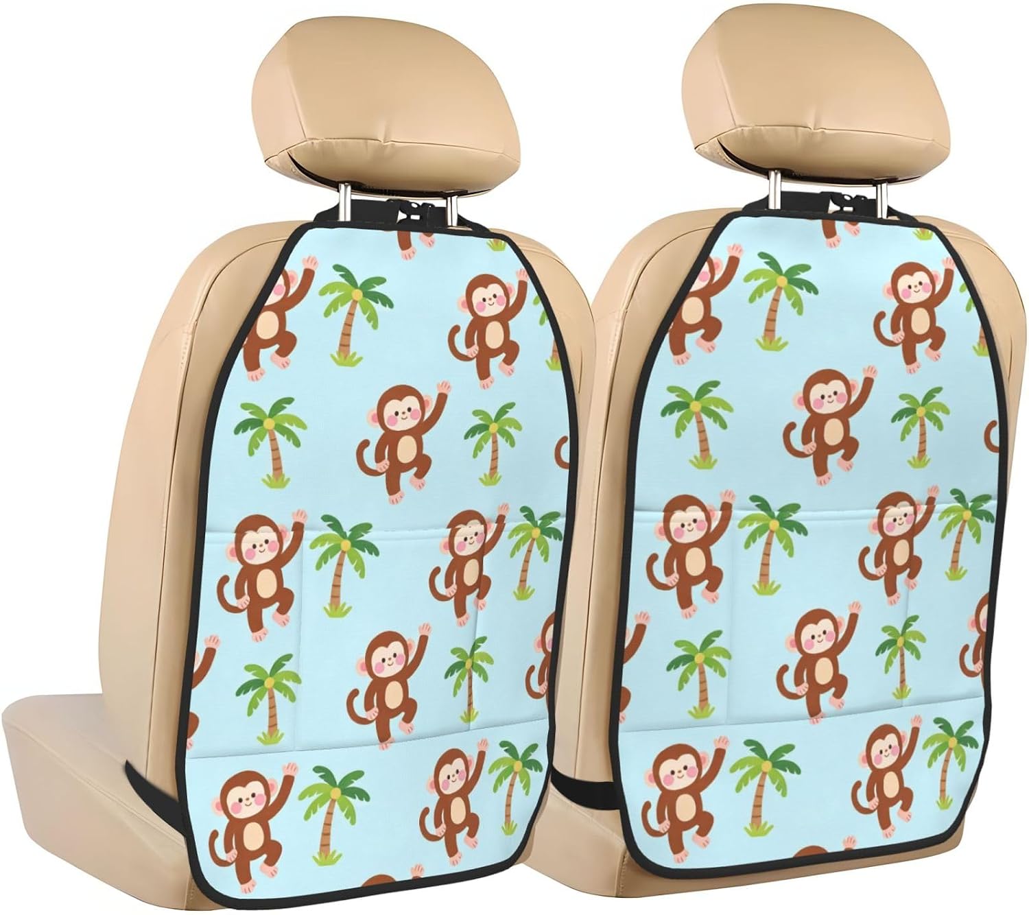 Groovy Skateboard Lightning Bolt Street Seamless Car Seat Back Kick Protector 2 Pack, 18.5x26.4 Inch Anti-Kick Pad, Waterproof Oxford Fabric Large Rear Seat Cover for Kids Pets Fits SUV Jeep T