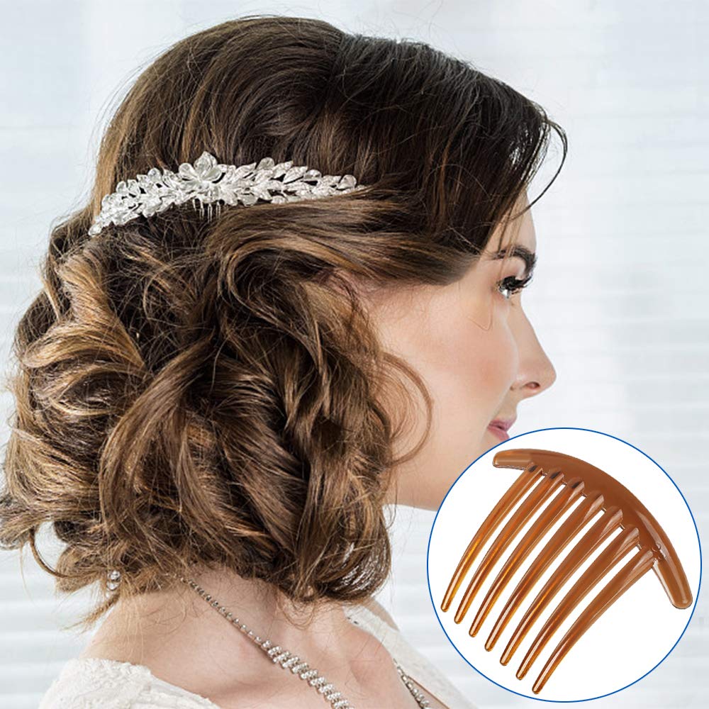 24 PCS 7 Tooth French Twist Comb Plastic Hair Clip Hair Side Combs Hair Accessory for Women Girls (Black and Brown) : Beauty & Personal Care