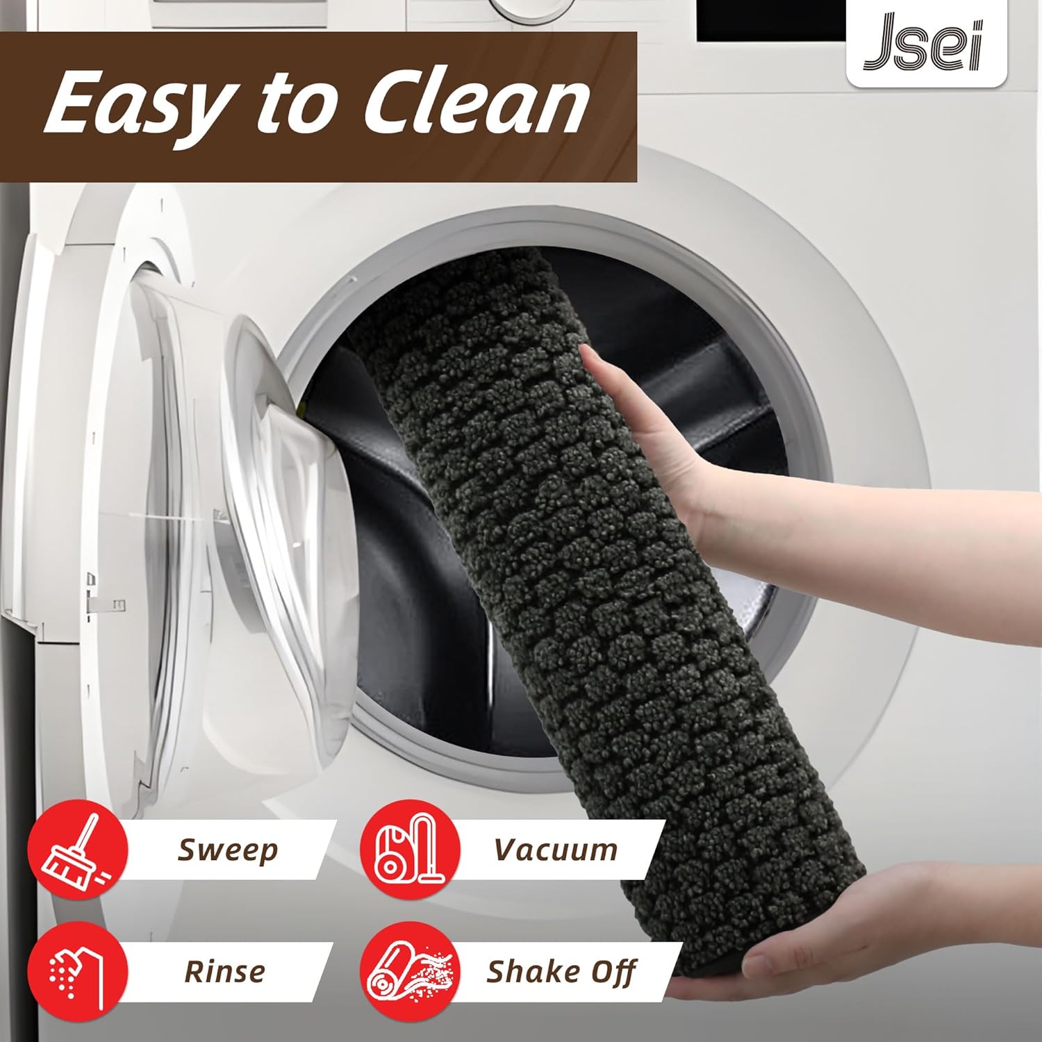 JSEI Dirt Trapper Door Mat 32"x48", Non-Slip Entryway Rugs Doormat Indoor, Washable Absorbent and Stain Resist Welcome Floor Mat for Front Door, Dog Door Mat, Muddy Wet Shoes & Paws, Dark Grey - Image 6