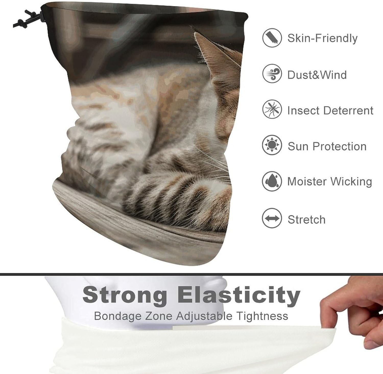 Cat Sleeping Neck Gaiter Half Ski Mask Unique Warm Face Cover Breathable Stretch Neck Gaiter Skiing Accessories image 3