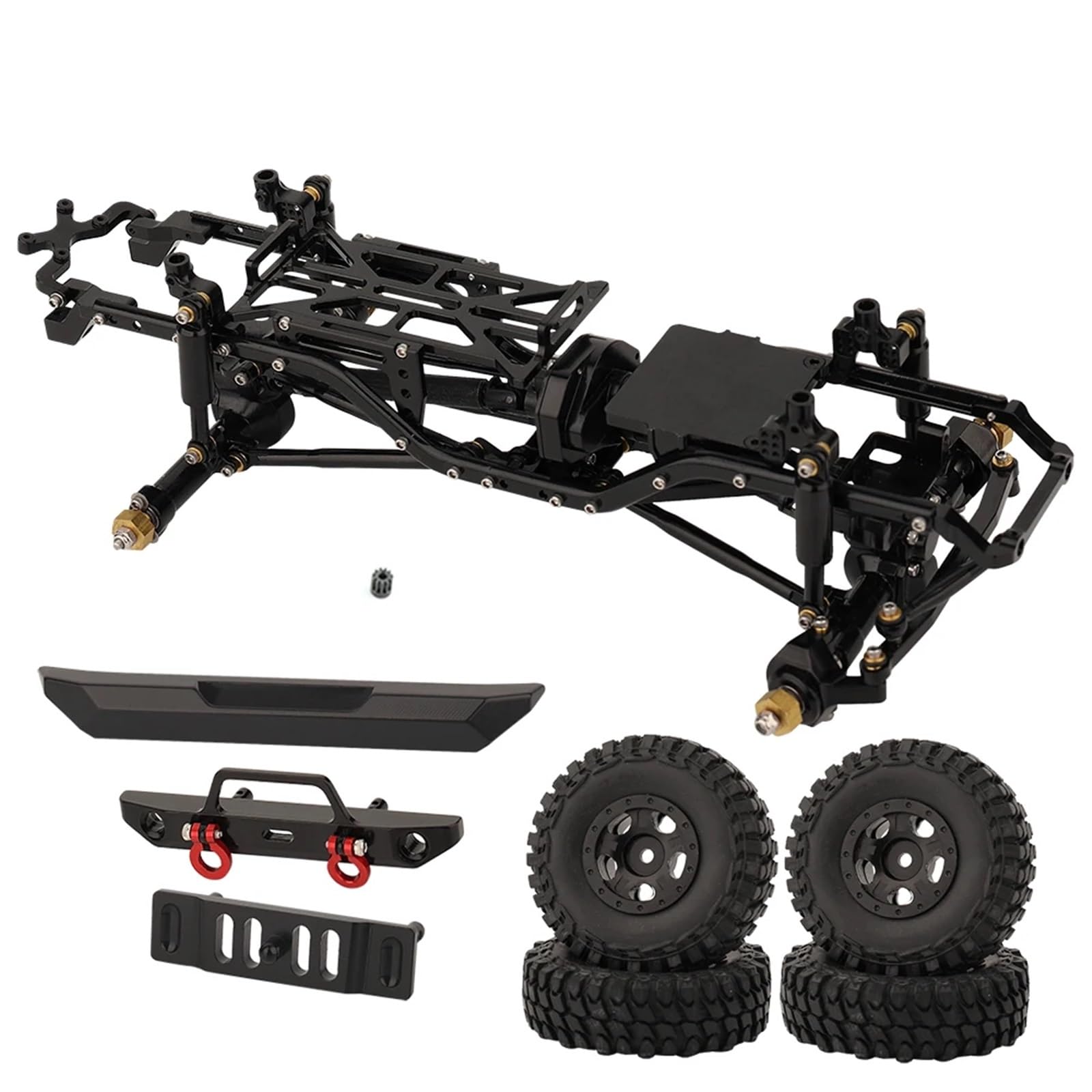 Axial SCX24 AXI00002 pasuje do Wrangler Mini Model samochodu 1/24 RC zdalnie sterowany samochód wspinaczkowy samochód terenowy rama z osiami piasta koła (Color : Black)