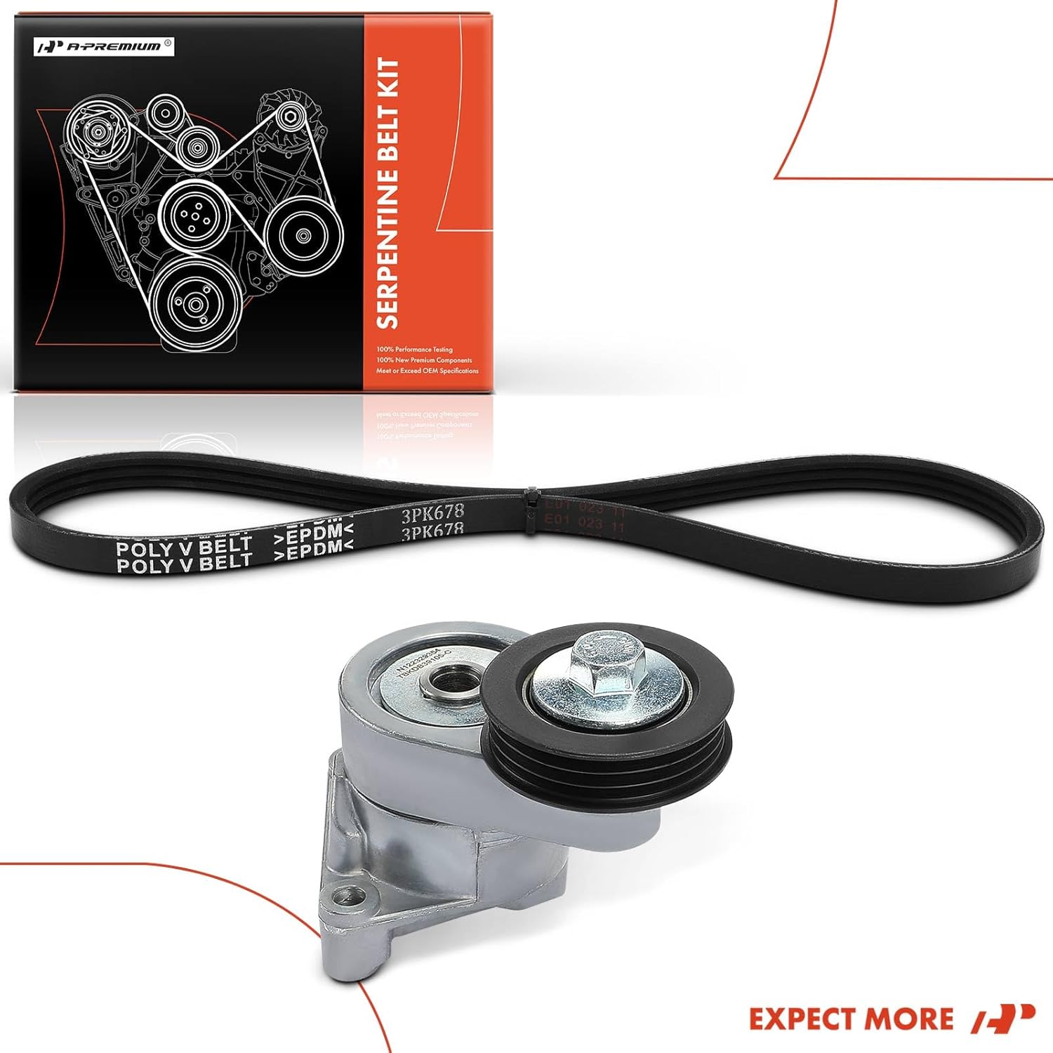 A-Premium Serpentine Drive Belt Kit with Tensioner Compatible with Mazda Cars - 6 2003 2004 2005-3.0L