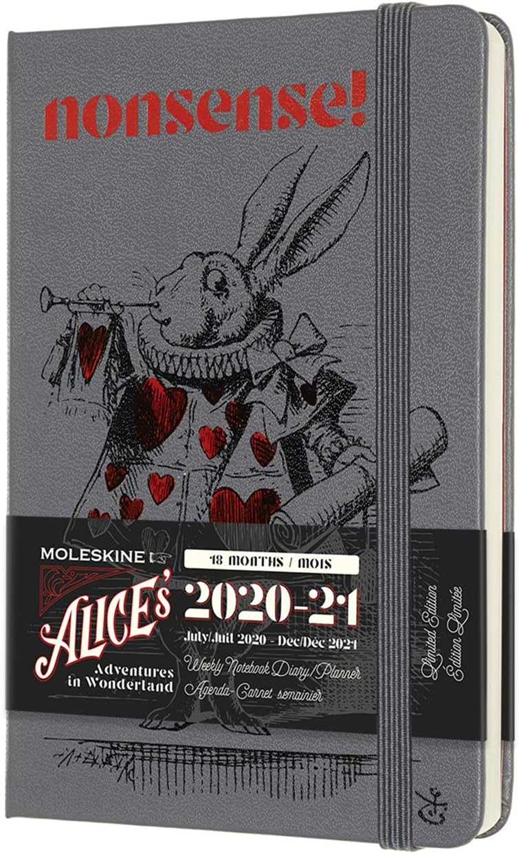 MoleskineLimited Edition Alice in Wonderland 18 Month 2020-2021 Weekly Planner, Hard Cover, Pocket (3.5" x 5.5") White RabbitThe Forest Stewardship Council