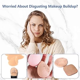 Alyfini Makeup Brush Cleaner Solution + Scrub Basin Combo, Removes Tough Stain on Make Up Brushes Set/Sponge/Puffs, Deep Clean Inner Bristles from Waterproof Foundation/Concealer, 10.2 Fl Oz/300 ml