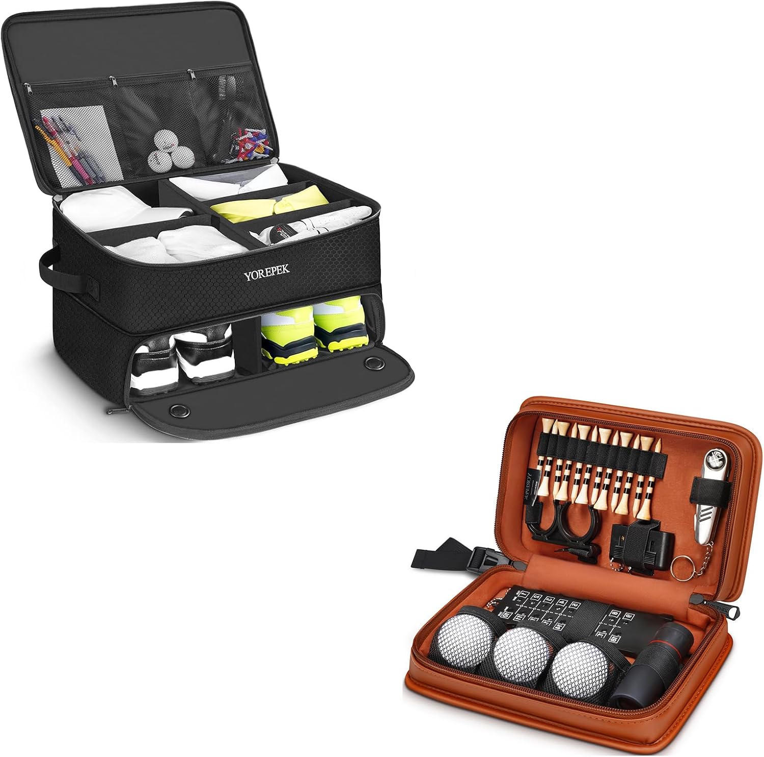 YOREPEK 2 Layer Golf Trunk Organizer Golf Accessories Kit for Men