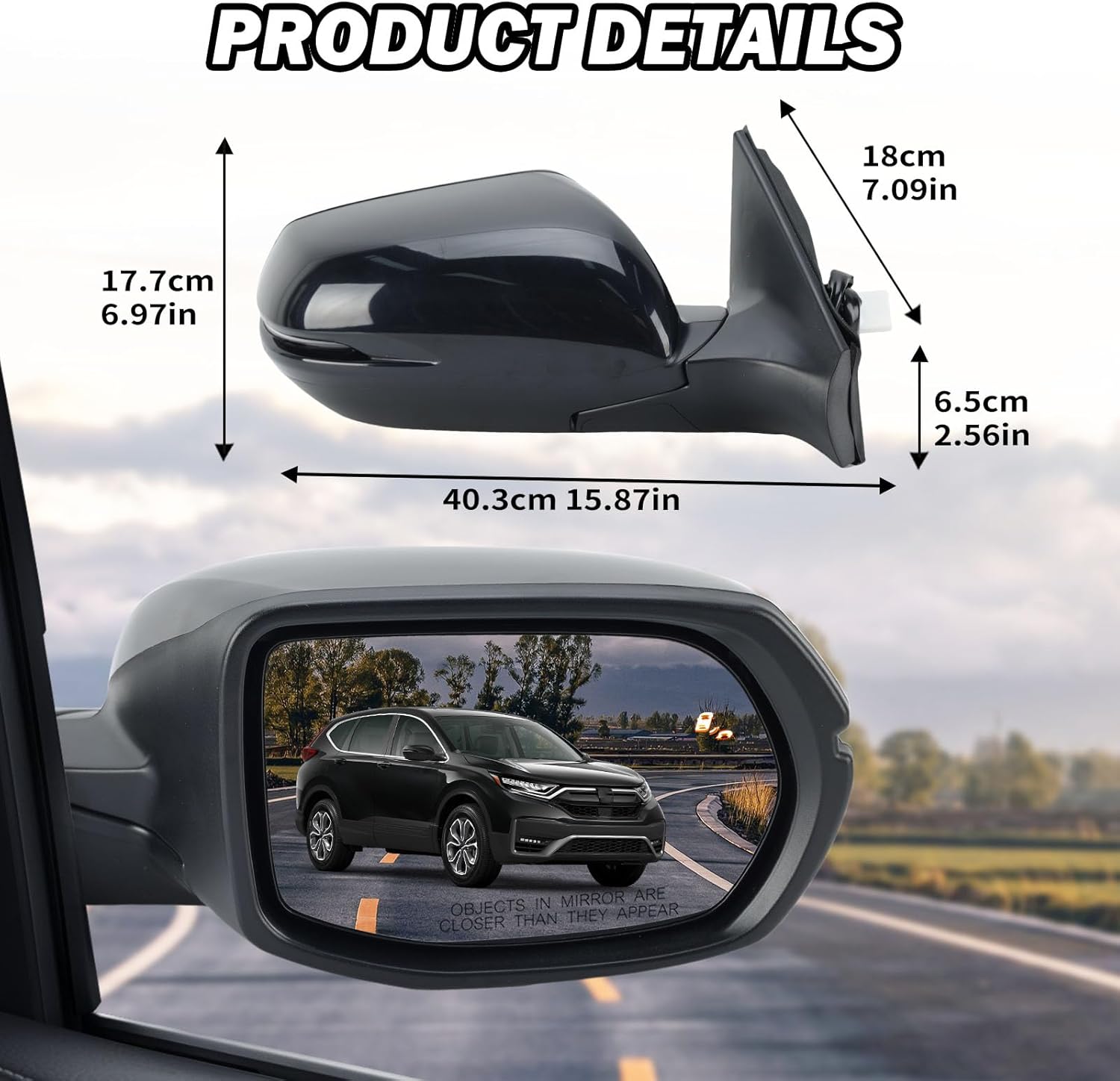 Passenger Side Mirror For 2017-2022 Honda CRV Side Mirror with BSD Heated Turn Signal